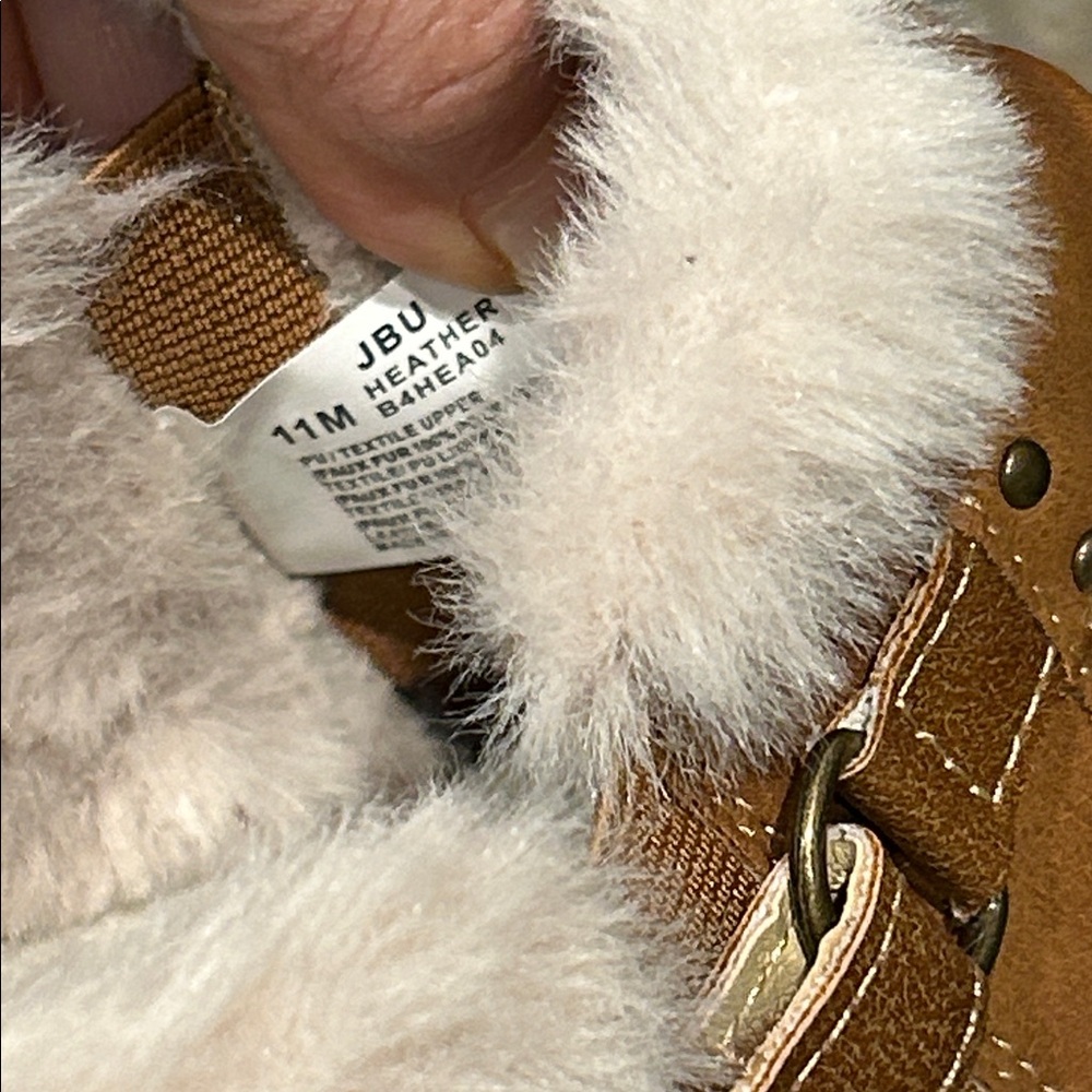 New JBU Heather Women’s 11 Slip On Tan Shoe Booties w/soft Faux Fur Lining - Picture 9 of 11